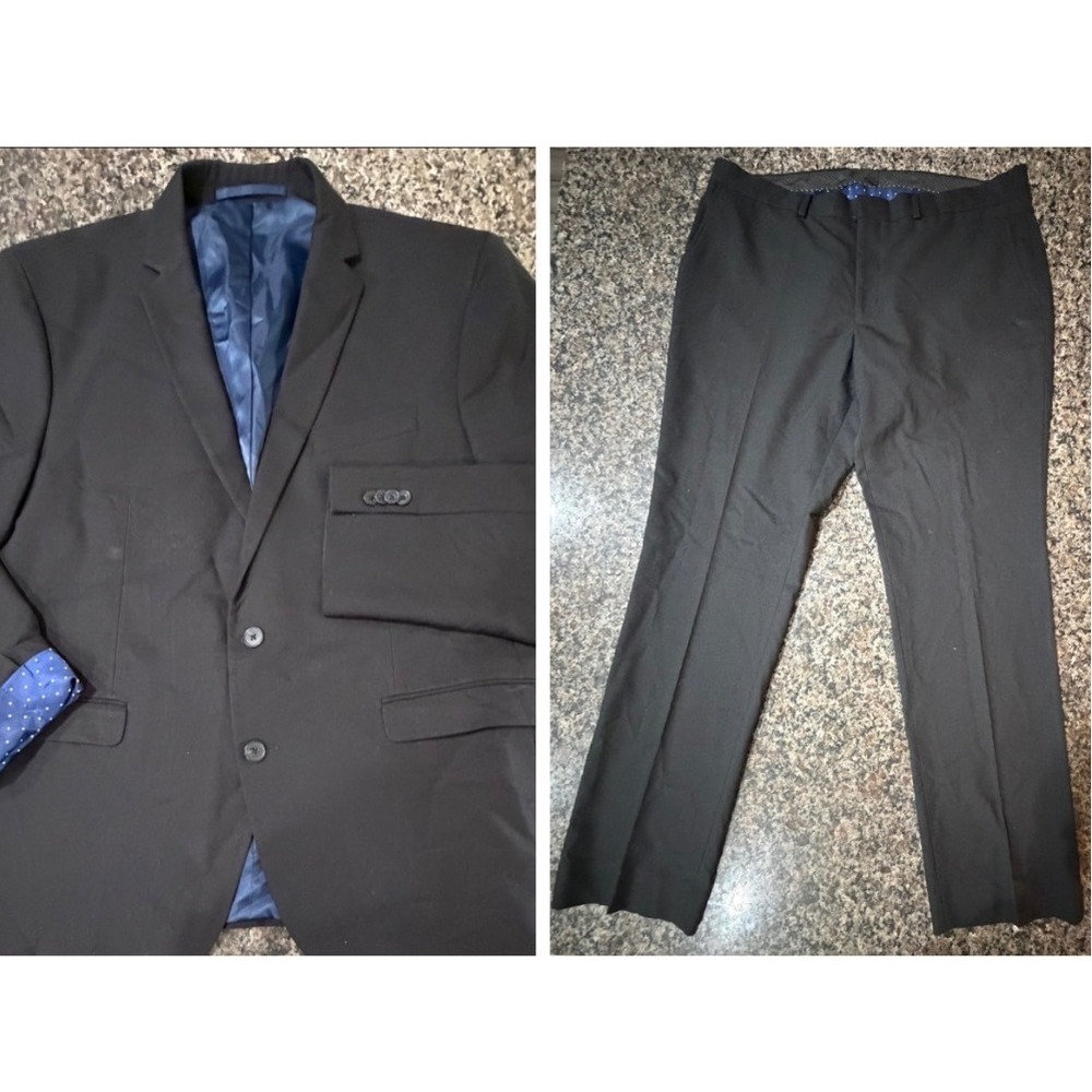 Nick Graham Everywhere Mens 2 Piece Suit 46R W40 Black Stretch Modern Fit NKG06